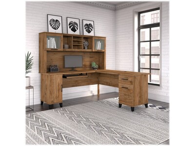 Bush Furniture Somerset 72W L Shaped Desk with Hutch, Fresh Walnut (SET001FW)
