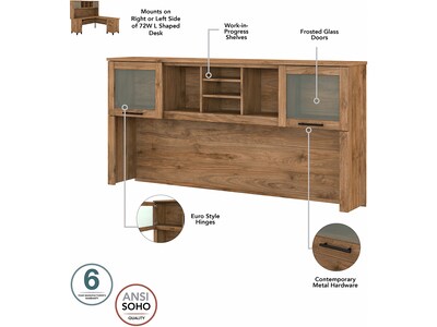 Bush Furniture Somerset 72"W L Shaped Desk with Hutch, Fresh Walnut (SET001FW)