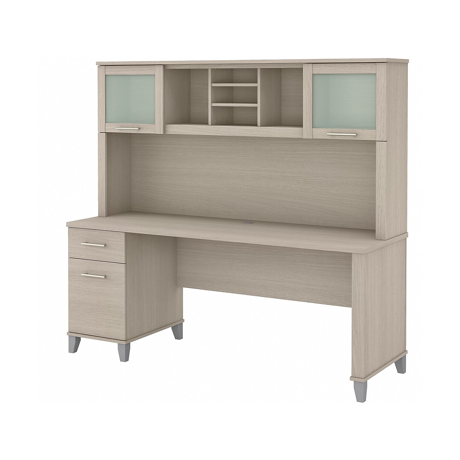 Bush Furniture Somerset 72 Computer Desk with Drawers and Hutch, Sand Oak (SET018SO)
