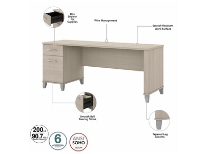 Bush Furniture Somerset 72" Computer Desk with Hutch and 5-Shelf Bookcase, Sand Oak (SET020SO)