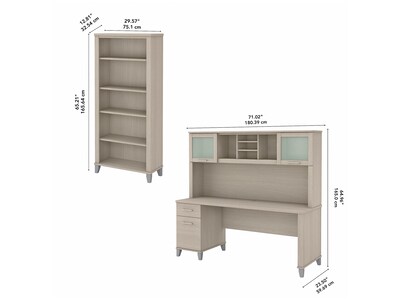 Bush Furniture Somerset 72" Computer Desk with Hutch and 5-Shelf Bookcase, Sand Oak (SET020SO)
