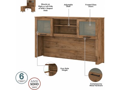 Bush Furniture Somerset 60"W L Shaped Desk with Hutch, Fresh Walnut (SET002FW)