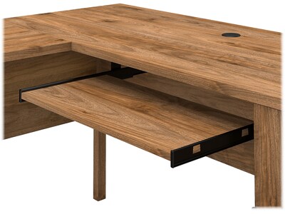 Bush Furniture Somerset 60"W L Shaped Desk with Hutch, Fresh Walnut (SET002FW)