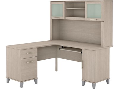 Bush Furniture Somerset 60W L Shaped Desk with Hutch, Sand Oak (SET002SO)