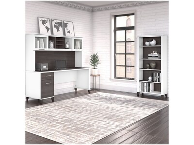 Bush Furniture Somerset 72 Computer Desk with Hutch and 5-Shelf Bookcase, Storm Gray/White (SET020S