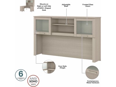 Bush Furniture Somerset 60" L-Shaped Desk with Hutch and 5-Shelf Bookcase, Sand Oak (SET010SO)