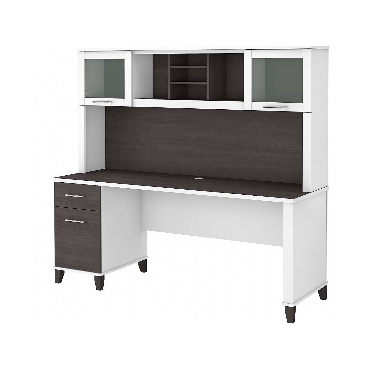 Bush Furniture Somerset 72W Office Desk with Drawers and Hutch, Storm Gray/White (SET018SGWH)