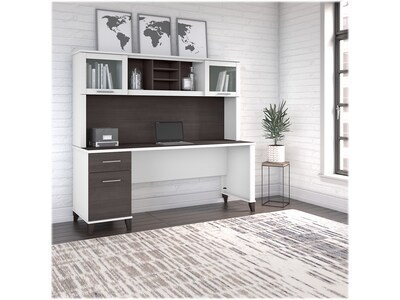 Bush Furniture Somerset 72W Office Desk with Drawers and Hutch, Storm Gray/White (SET018SGWH)