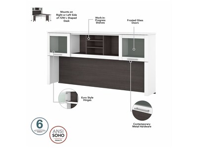 Bush Furniture Somerset 72"W Office Desk with Drawers and Hutch, Storm Gray/White (SET018SGWH)
