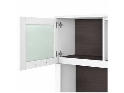 Bush Furniture Somerset 60" L-Shaped Desk with Hutch, Storm Gray/White (SET002SGWH)