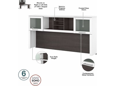 Bush Furniture Somerset 72"W L Shaped Desk with Hutch, Storm Gray/White (SET001SGWH)