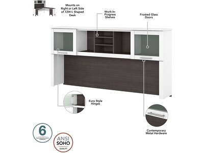 Bush Furniture Somerset 72"W L-Shaped Desk with Hutch, Lateral File Cabinet and Bookcase, Storm Gray/White (SET012SGWH)