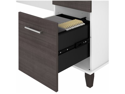 Bush Furniture Somerset 60" Computer Desk with Lateral File Cabinet and 5-Shelf Bookcase, Storm Gray/White (SET013SGWH)