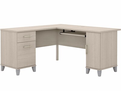 Bush Furniture Somerset 60W L Shaped Desk with Storage, Sand Oak (WC81130K)