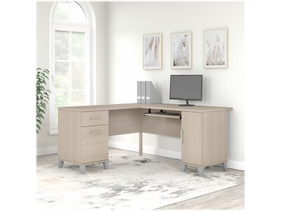 Bush Furniture Somerset 60W L Shaped Desk with Storage, Sand Oak (WC81130K)