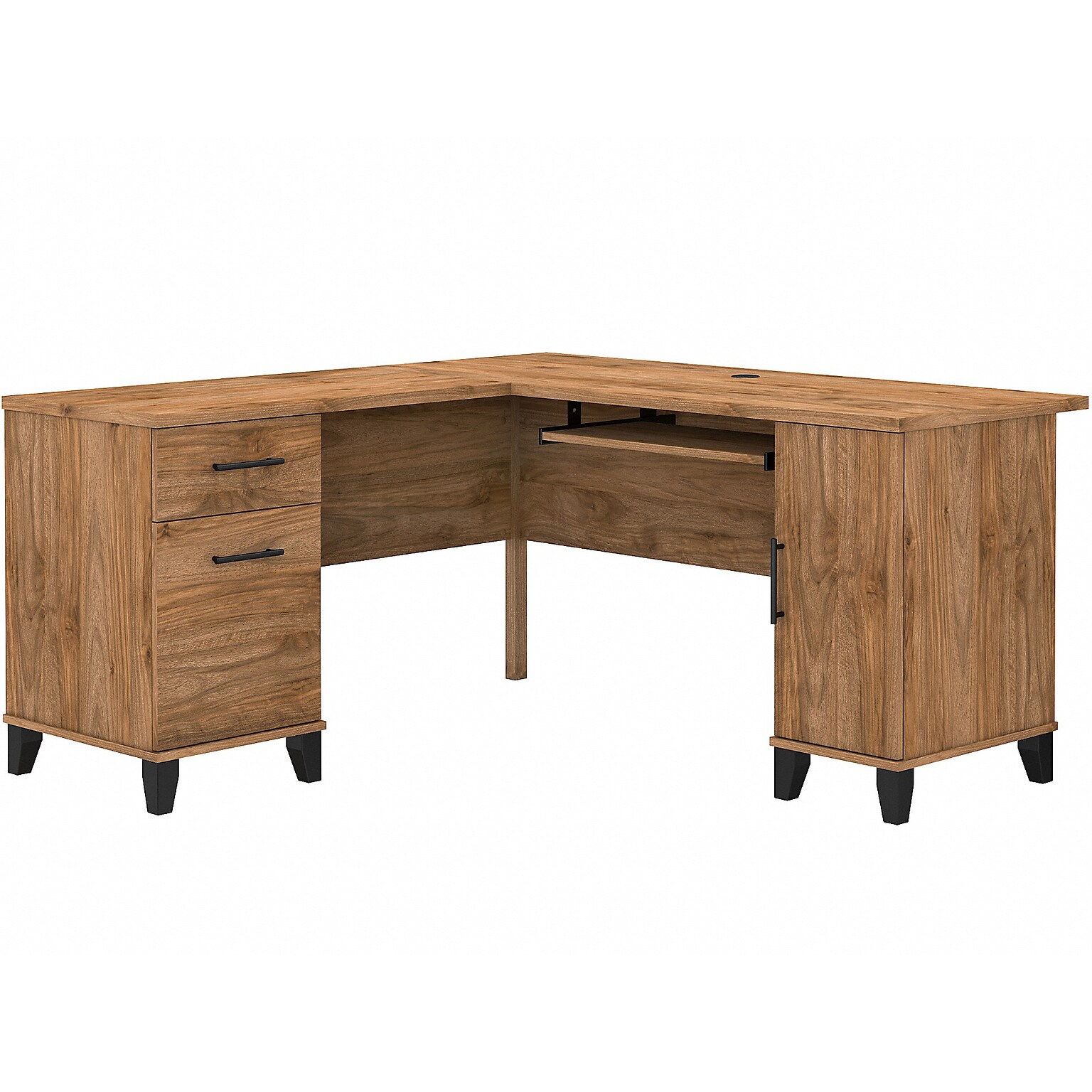 Bush Furniture Somerset 60W L Shaped Desk with Storage, Fresh Walnut (WC81330K)