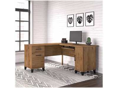 Bush Furniture Somerset 60W L Shaped Desk with Storage, Fresh Walnut (WC81330K)