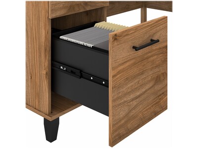 Bush Furniture Somerset 60"W L Shaped Desk with Storage, Fresh Walnut (WC81330K)