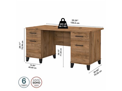 Bush Furniture Somerset 60"W Office Desk with Drawers, Fresh Walnut (WC81328K)