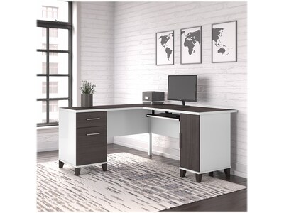 Bush Furniture Somerset 60W L Shaped Desk with Storage, Storm Gray/White (WC81030K)
