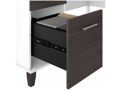 Bush Furniture Somerset 60"W L Shaped Desk with Storage, Storm Gray/White (WC81030K)