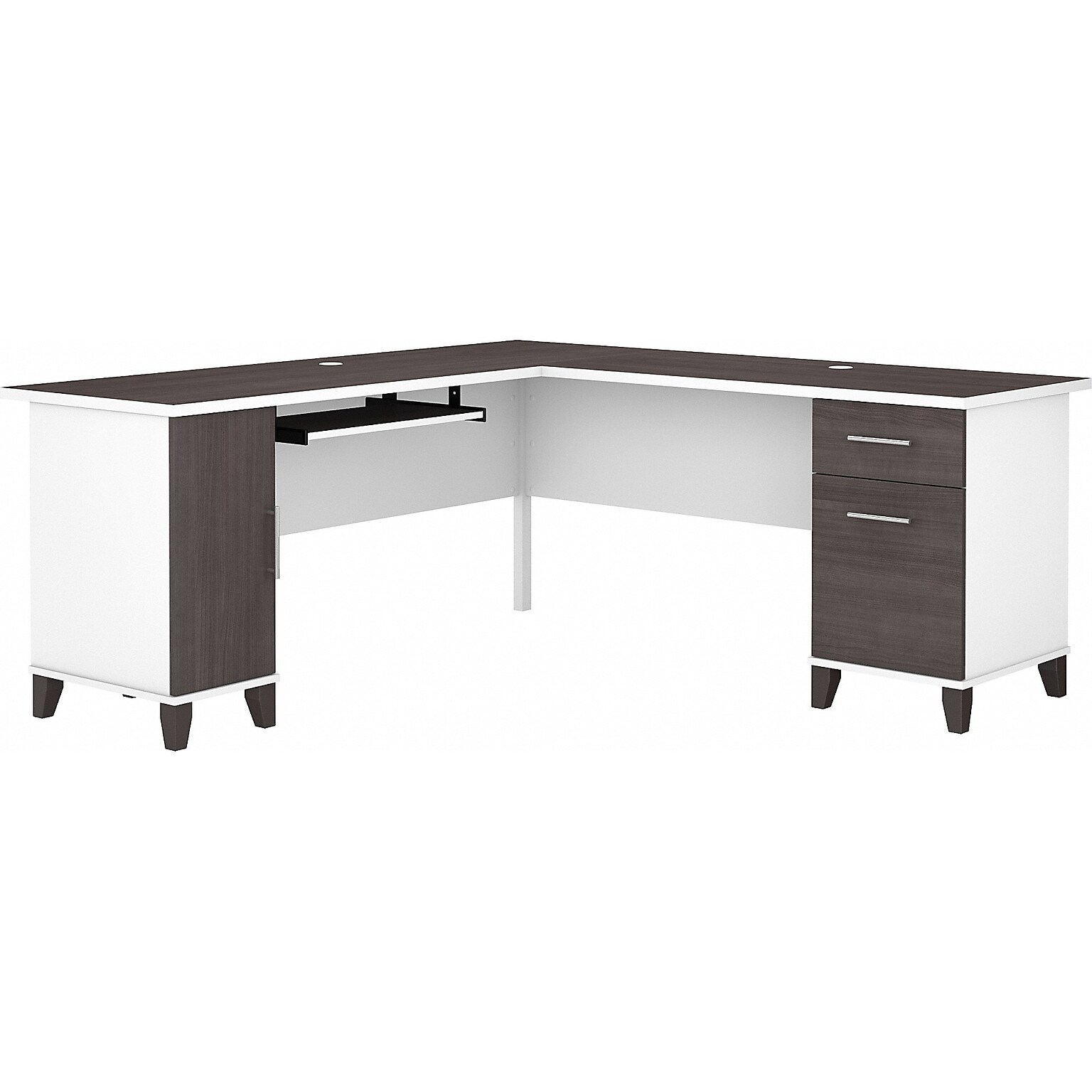 Bush Furniture Somerset 72W L Shaped Desk with Storage, Storm Gray/White (WC81010K)