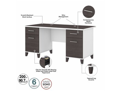 Bush Furniture Somerset 60" Computer Desk, Storm Gray/White (WC81028K)