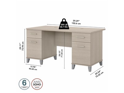 Bush Furniture Somerset 60"W Office Desk with Drawers, Sand Oak (WC81128K)