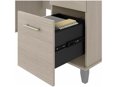 Bush Furniture Somerset 60"W Office Desk with Drawers, Sand Oak (WC81128K)