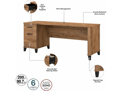 Bush Furniture Somerset 72"W Office Desk with Drawers, Fresh Walnut (WC81372)