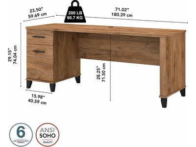 Bush Furniture Somerset 72"W Office Desk with Drawers, Fresh Walnut (WC81372)