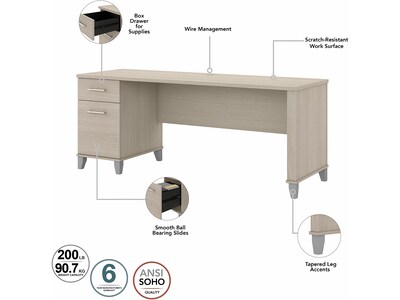 Bush Furniture Somerset 72"W Office Desk with Drawers, Sand Oak (WC81172)
