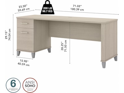 Bush Furniture Somerset 72"W Office Desk with Drawers, Sand Oak (WC81172)