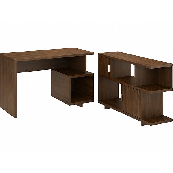 kathy ireland® Home by Bush Furniture Madison Avenue 48 Writing Desk, Modern Walnut (MDS014MW)