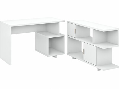 kathy ireland® Home by Bush Furniture Madison Avenue 48 Writing Desk, Pure White (MDS014PW)