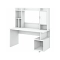 kathy ireland® Home by Bush Furniture Madison Avenue 60 Writing Desk with Hutch, Pure White (MDS002PW)