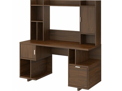 kathy ireland® Home by Bush Furniture Madison Avenue 60 Computer Desk with Hutch, Modern Walnut (MDS004MW)
