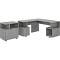 kathy ireland® Home by Bush Furniture Madison Avenue 60 L-Shaped Desk with Lateral File Cabinet, Modern Gray (MDS005MG)