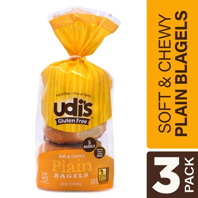 Udis Plain Bagel, 5 Bagels/Pack, 3/Pack (603-00001)