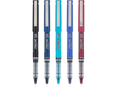 Pilot Precise V5 Rollerball Pens, Extra Fine Point, Assorted Inks, 5/Pack (PV5C5004)