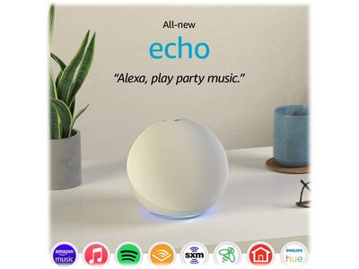 Amazon Echo (4th Gen) Wi-Fi, Bluetooth Wireless Smart Speaker, Glacier White (B07XKF75B8)