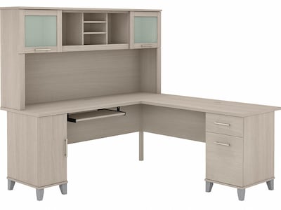 Bush Furniture Somerset 72W L Shaped Desk with Hutch, Sand Oak (SET001SO)