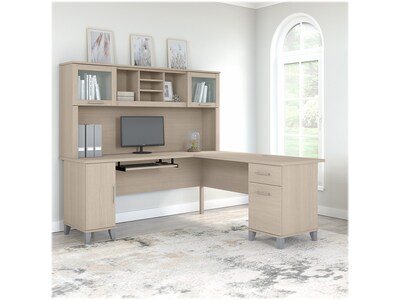 Bush Furniture Somerset 72W L Shaped Desk with Hutch, Sand Oak (SET001SO)