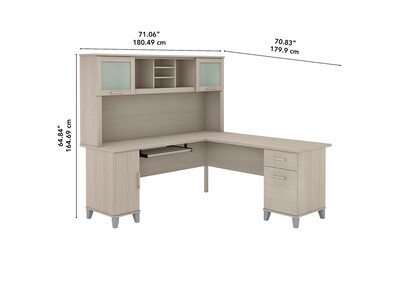 Bush Furniture Somerset 72"W L Shaped Desk with Hutch, Sand Oak (SET001SO)