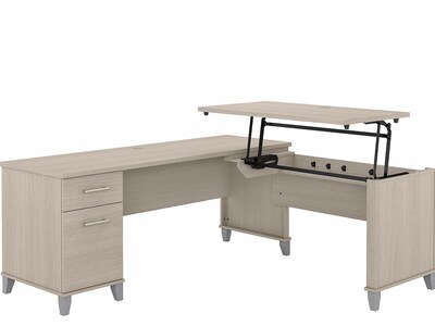 Bush Furniture Somerset 72W 3 Position Sit to Stand L Shaped Desk, Sand Oak (SET014SO)