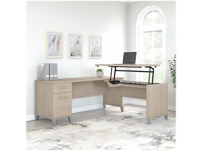 Bush Furniture Somerset 72W 3 Position Sit to Stand L Shaped Desk, Sand Oak (SET014SO)