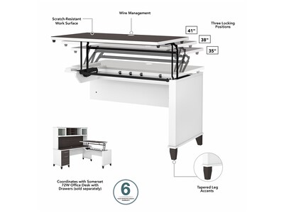 Bush Furniture Somerset 72"W 3 Position Sit to Stand L Shaped Desk with Hutch and File Cabinet, Storm Gray/White (SET016SGWH)