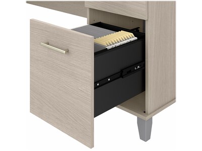 Bush Furniture Somerset 72"W L Shaped Desk with Storage, Sand Oak (WC81110K)