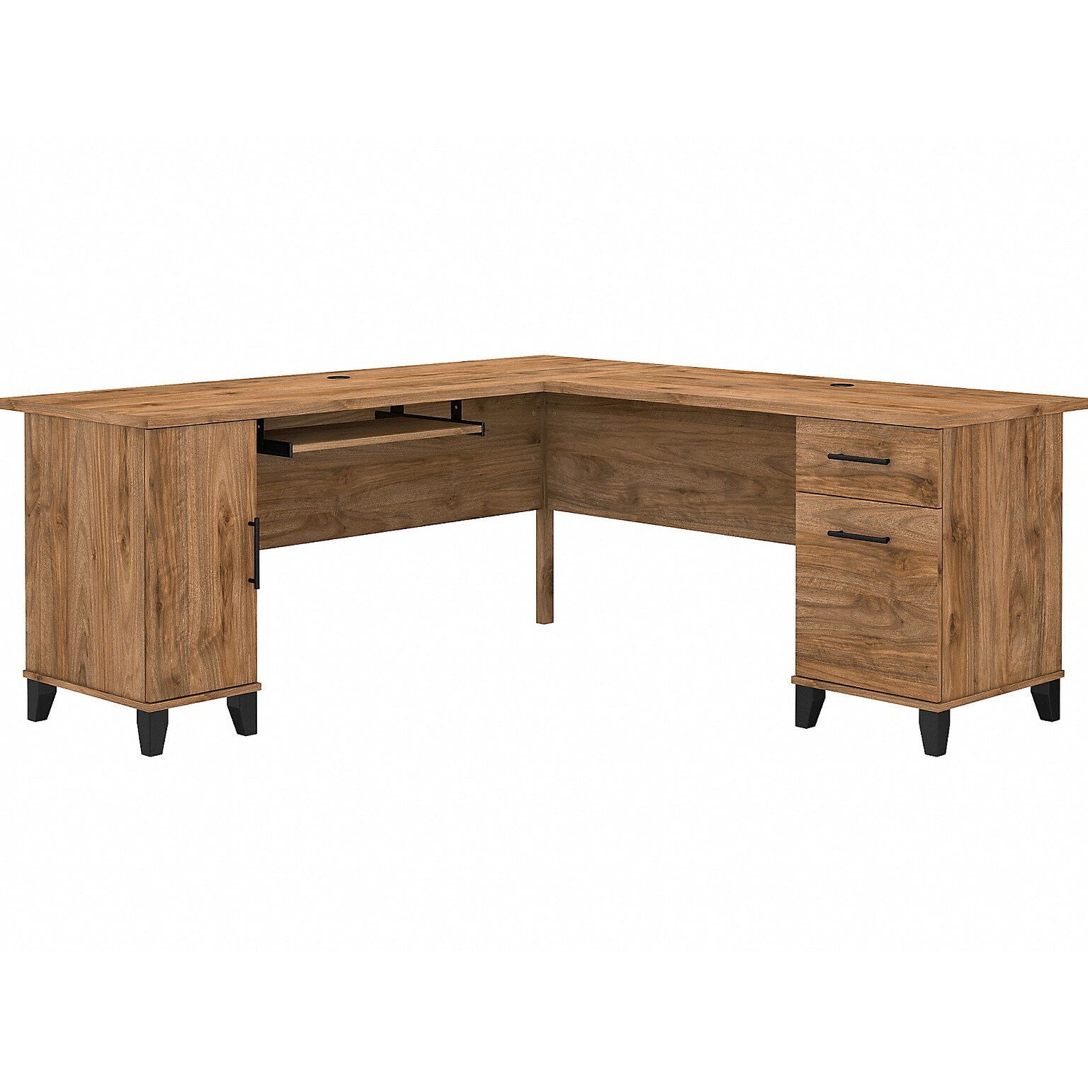 Bush Furniture Somerset 72W L Shaped Desk with Storage, Fresh Walnut (WC81310K)