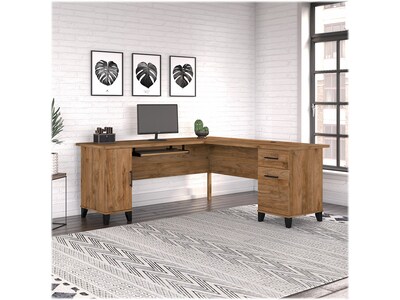 Bush Furniture Somerset 72W L Shaped Desk with Storage, Fresh Walnut (WC81310K)
